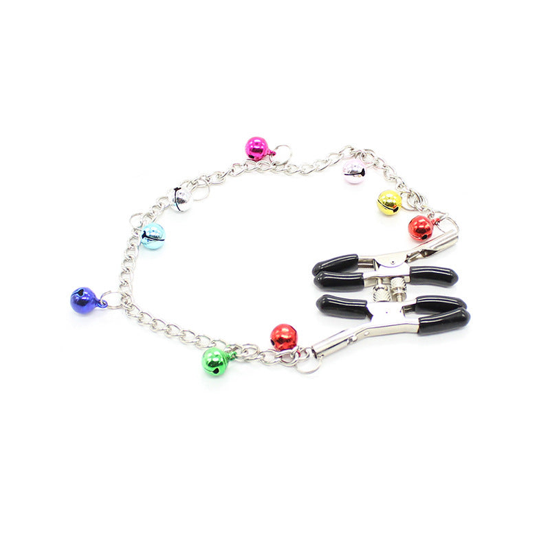 Sex toy sex toy with chain, short nipple clamp, flirting, colorful multi-bells